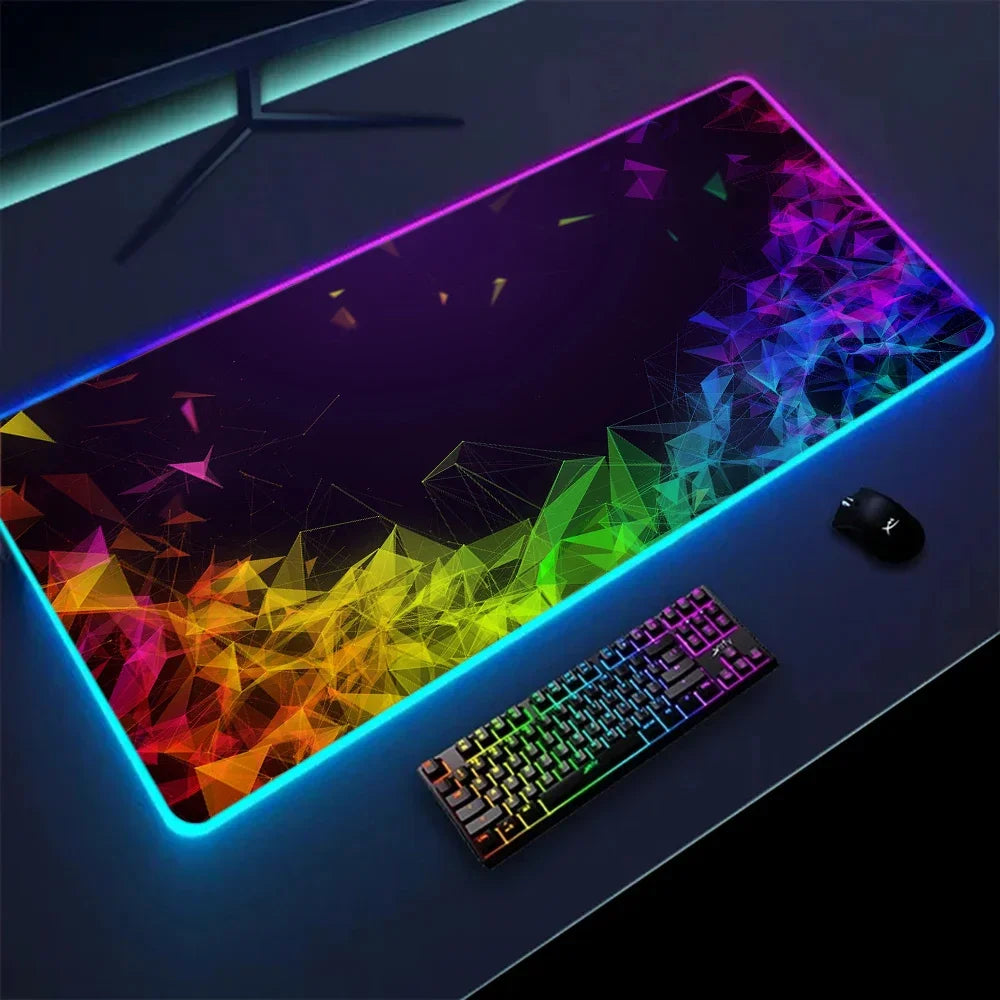 Alfombrilla XXL RGB Cyber Desk – 3D Geometry - imagen 2