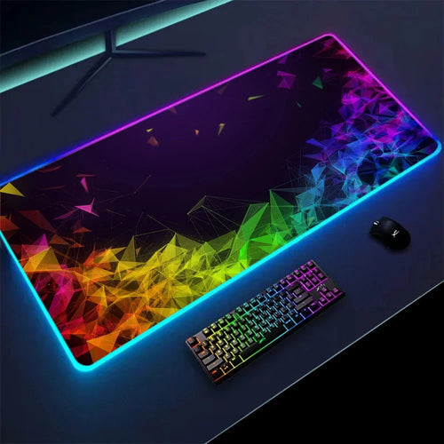 Alfombrilla XXL RGB Cyber Desk – 3D Geometry - imagen 2