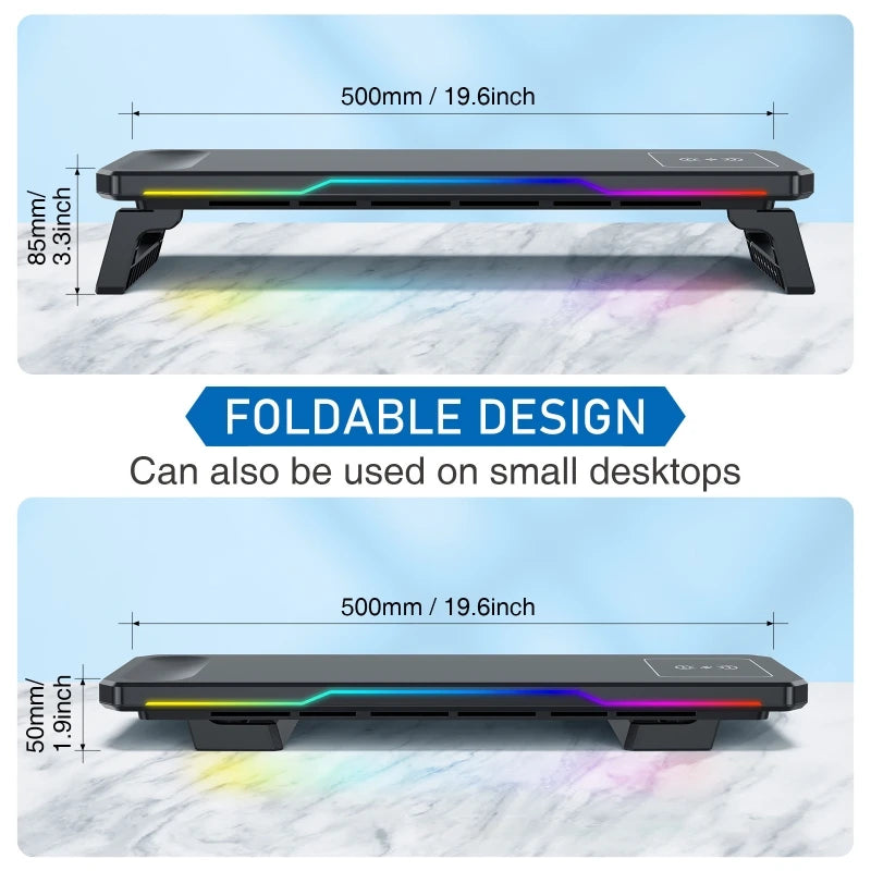 Elevador Monitor RGB con Hub USB y Carga Inalámbrica - imagen 3