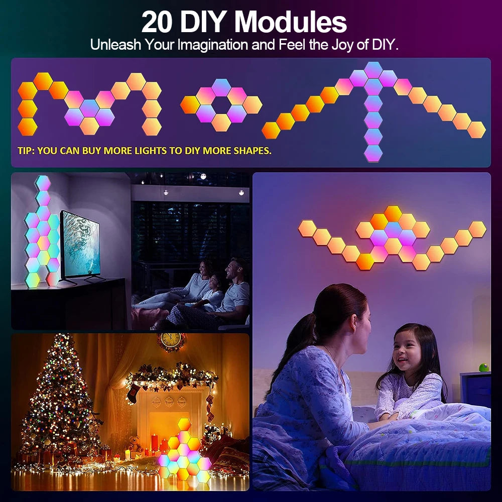 Paneles Hexagonales RGB Cyber Desk – Luz de Pared con App - imagen 5