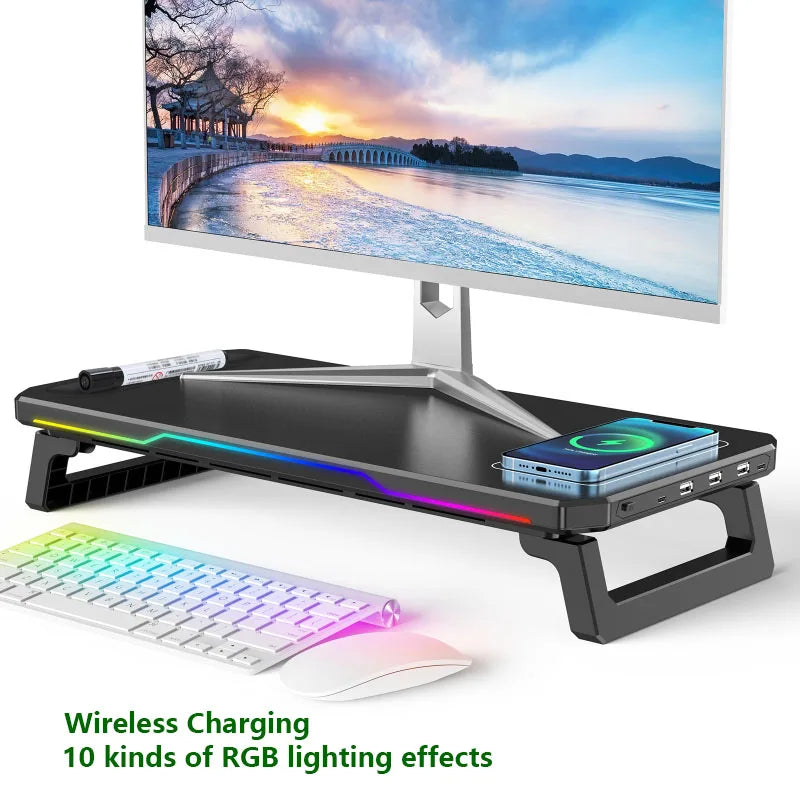 Elevador Monitor RGB con Hub USB y Carga Inalámbrica - imagen 2
