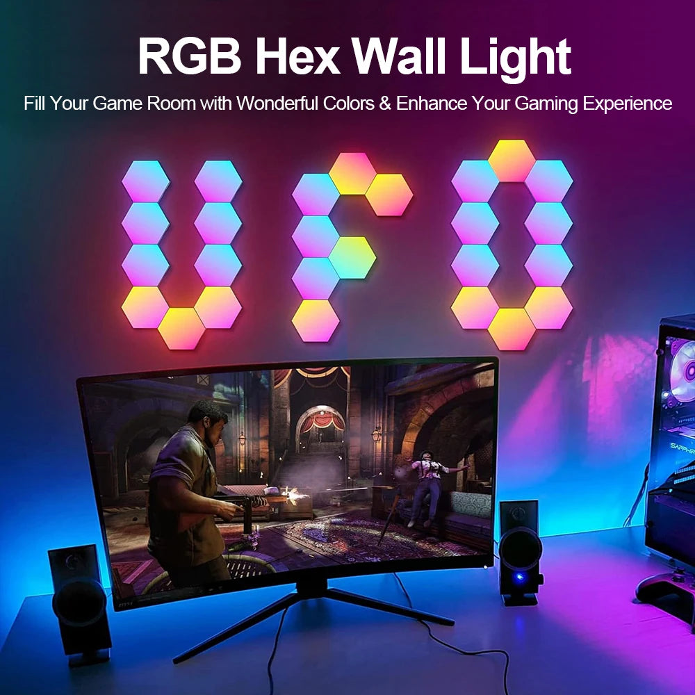 Paneles Hexagonales RGB Cyber Desk – Luz de Pared con App - imagen 2