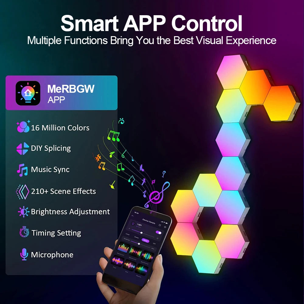 Paneles Hexagonales RGB Cyber Desk – Luz de Pared con App - imagen 3