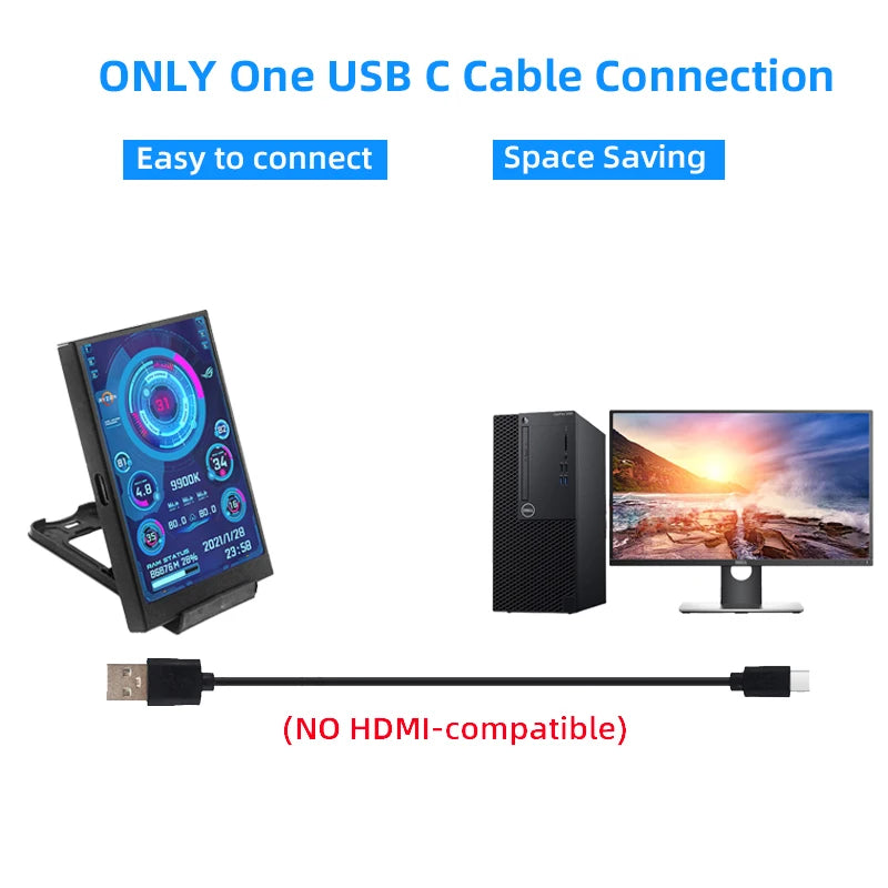 Pantalla Torre IPS 3.5" USB-C – Monitor de Stats PC - imagen 3