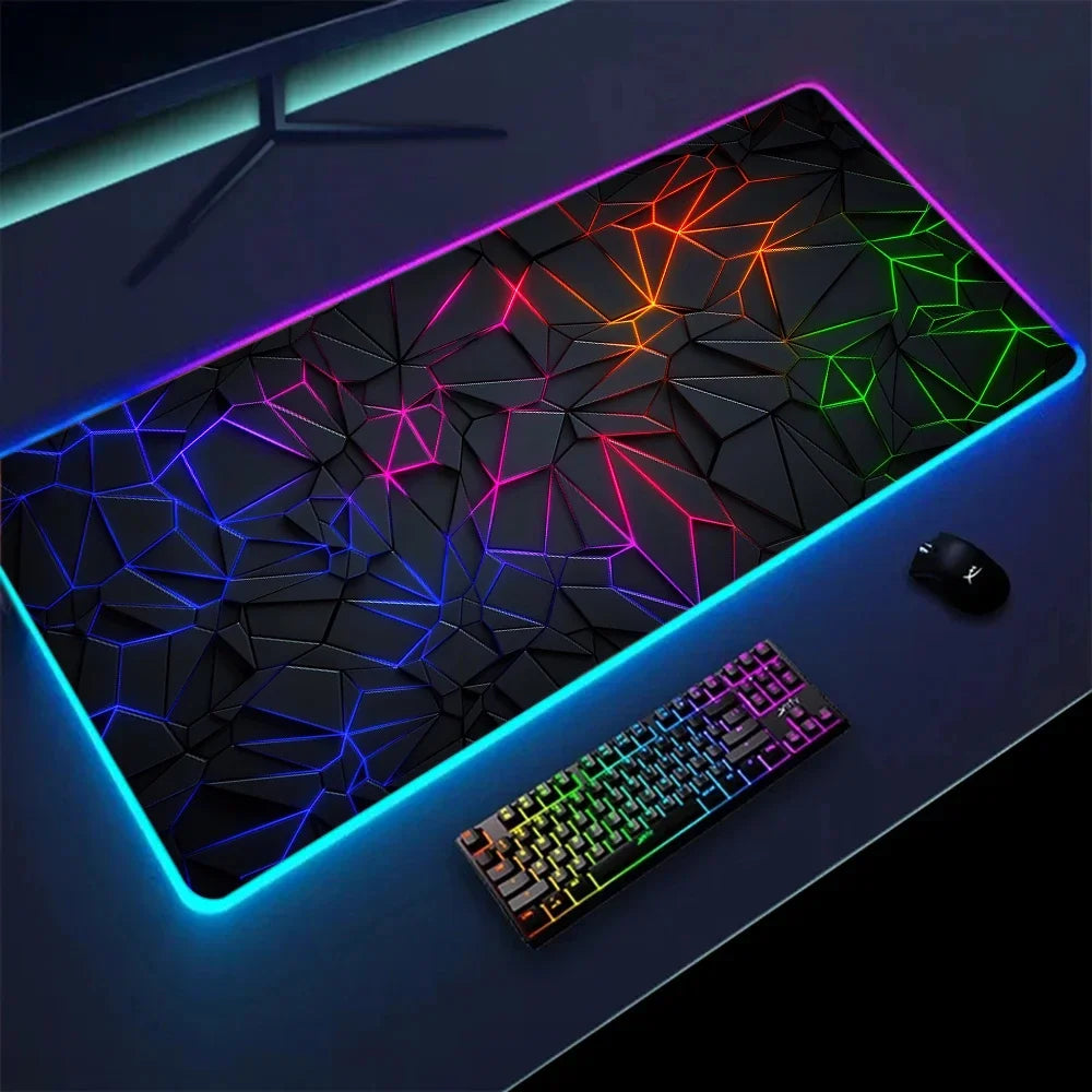 Alfombrilla XXL RGB Cyber Desk – 3D Geometry - imagen 3