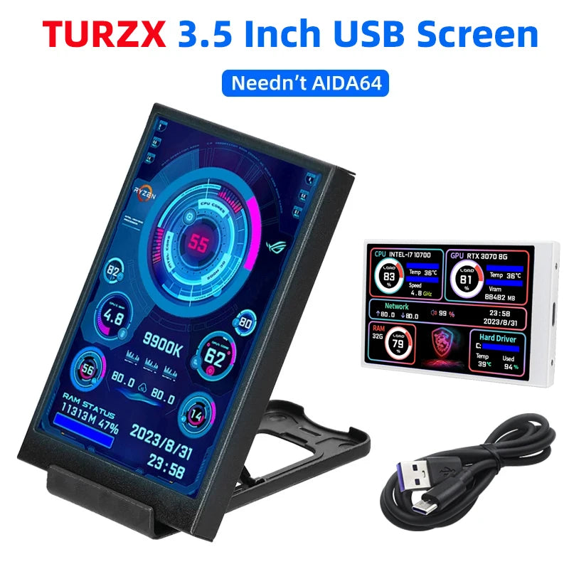 Pantalla Torre IPS 3.5" USB-C – Monitor de Stats PC - imagen 1