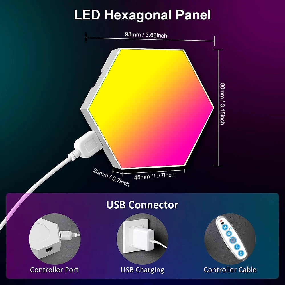 Paneles Hexagonales RGB Cyber Desk – Luz de Pared con App - imagen 6