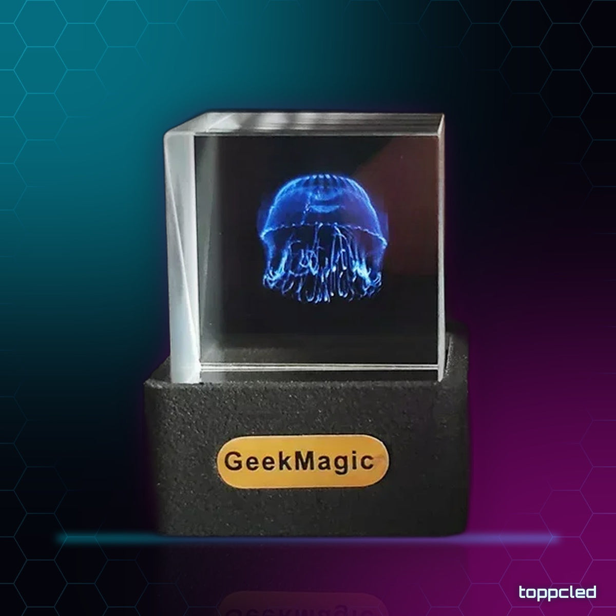 Cubo de Cristal Holográfico con Pantalla – Reloj, Tiempo y GIFs