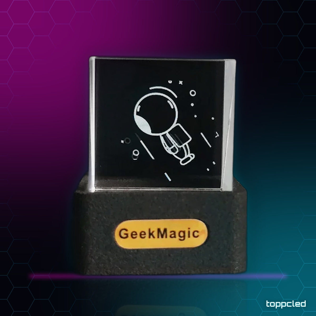 Cubo de Cristal Holográfico con Pantalla – Reloj, Tiempo y GIFs
