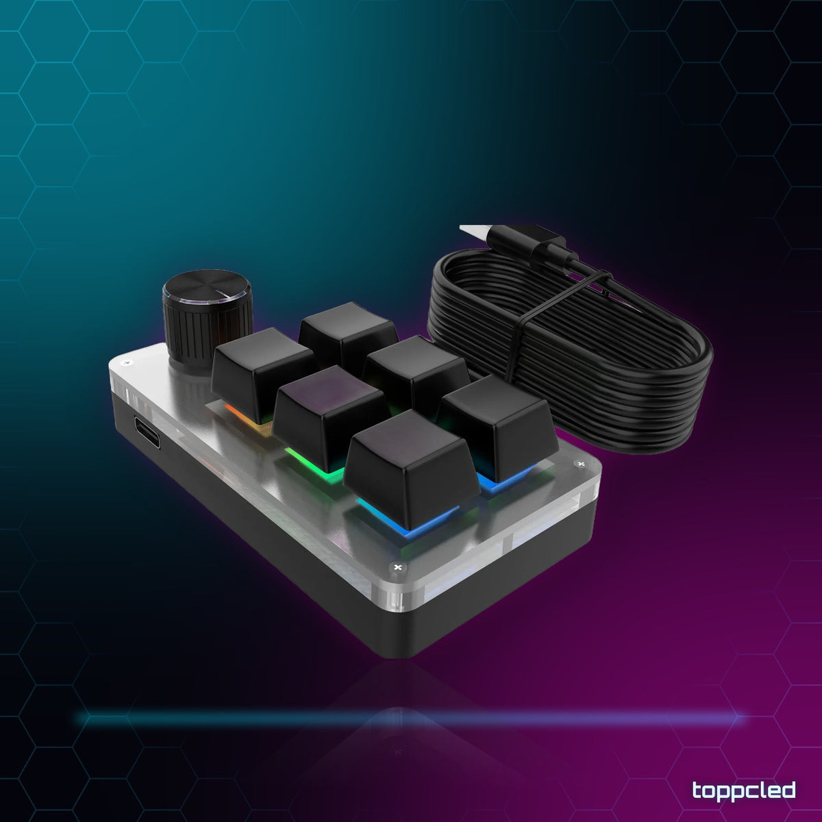Macropad RGB 6 Teclas + Knob – Stream y Atajos