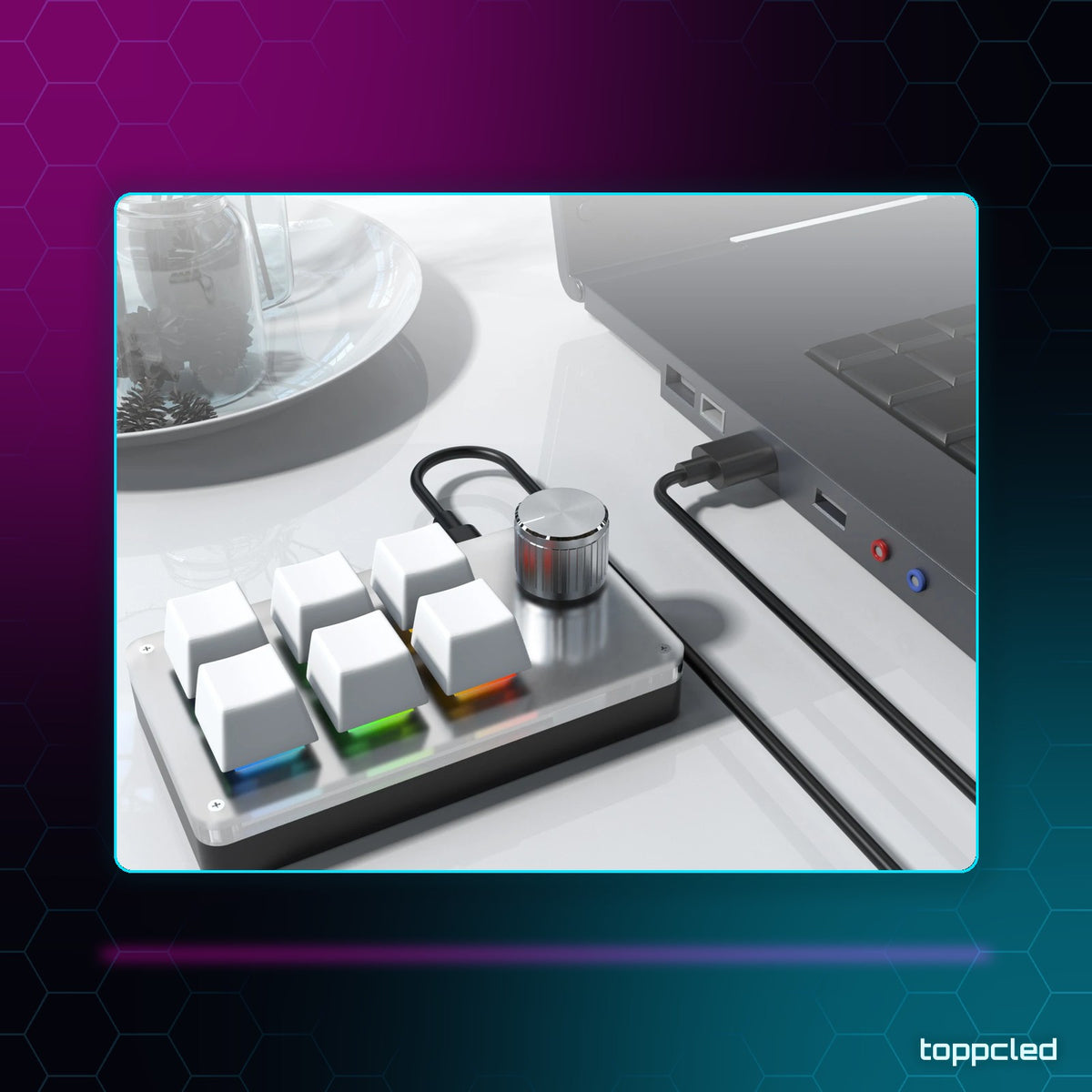 Macropad RGB 6 Teclas + Knob – Stream y Atajos