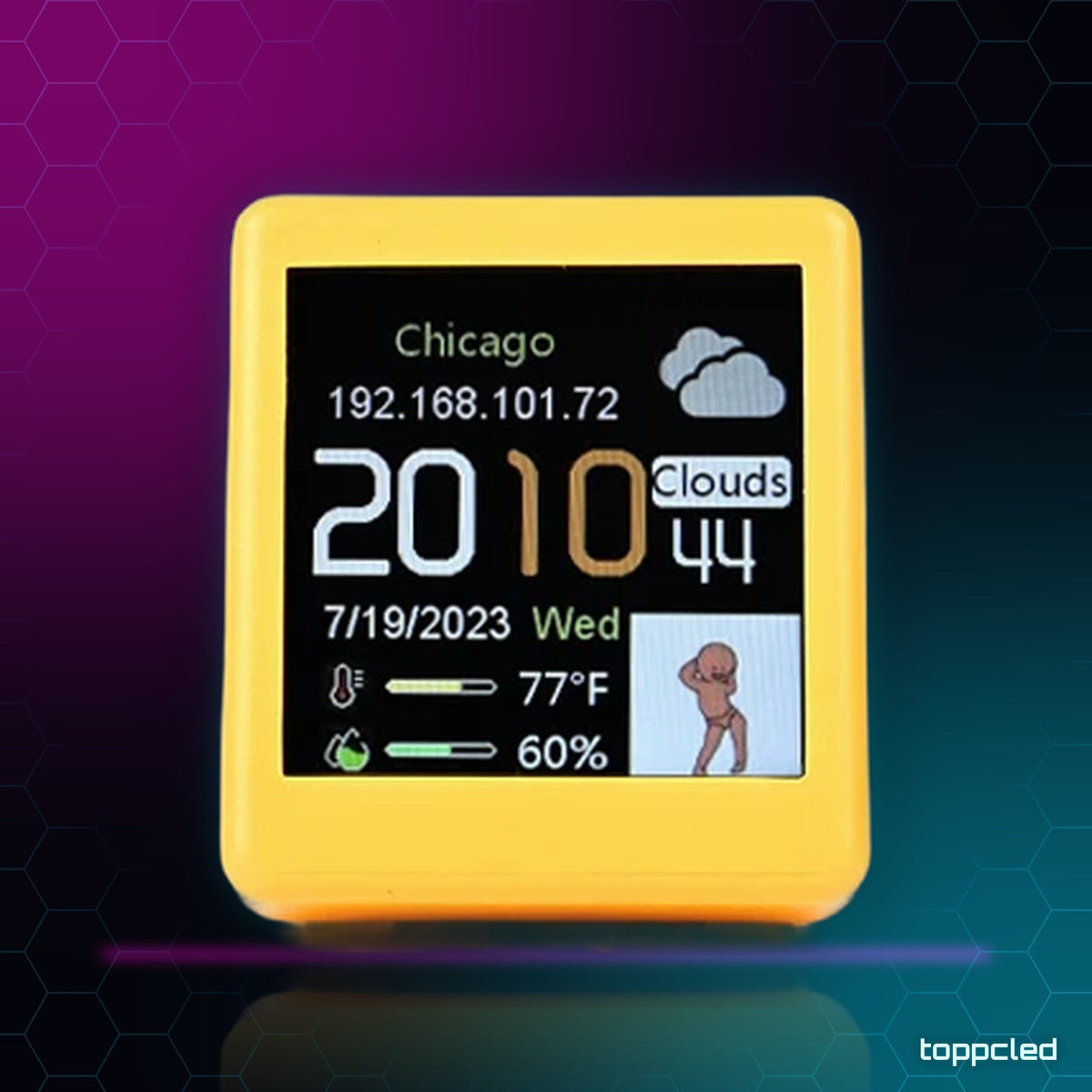 Mini Pantalla Reloj WiFi con GIFs Animados – Tiempo y Fotos