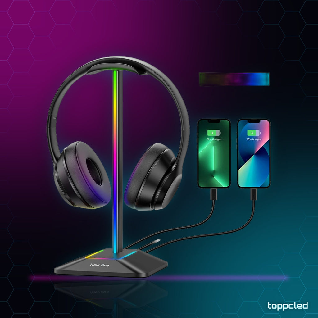 Soporte Auriculares RGB con 2 Puertos USB – Gaming